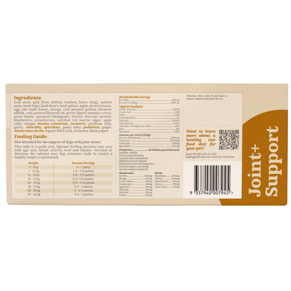 Big Dog Barf Nourish Nutrition Joint+ Support Frozen Raw Dog Food 3kg