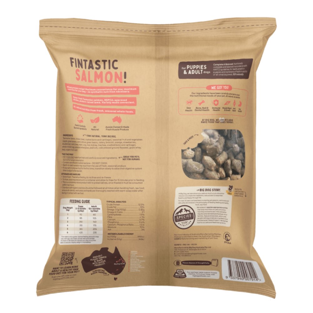 Big Dog Raw Bites Salmon Dog Food 1.3kg
