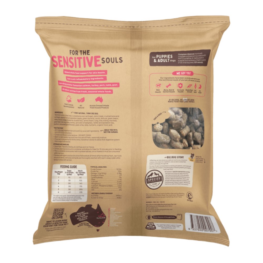 Big Dog Raw Bites Sensitive Skin Dog Food 1.3kg