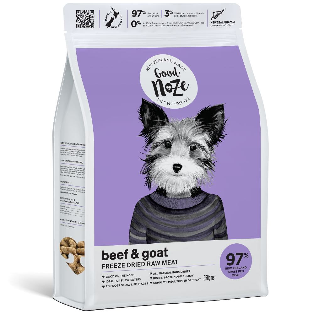 20% OFF: Good Noze NZ Beef & Goat Freeze-Dried Dog Food 350g