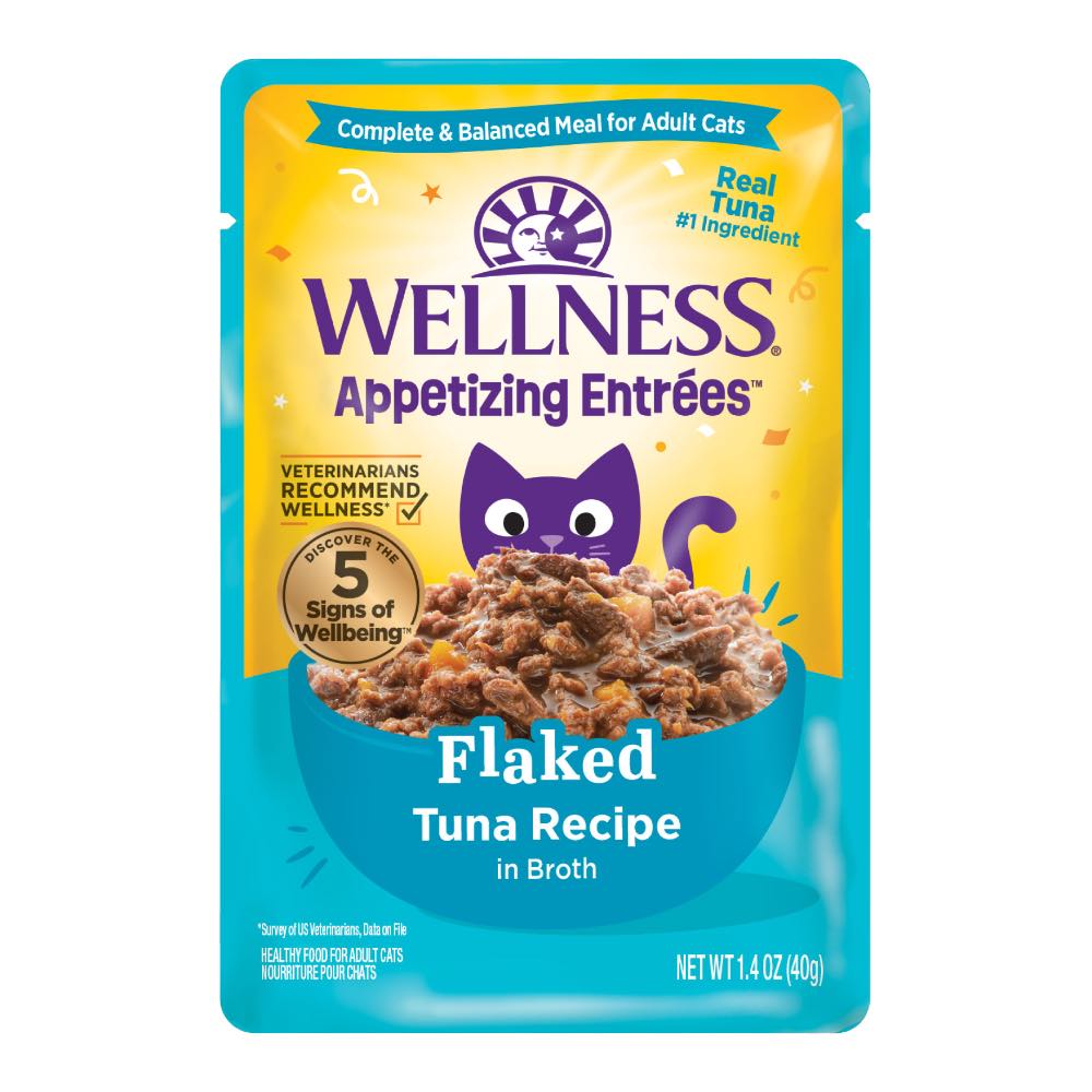 $1 OFF: Wellness Appetizing Entrees Flaked Tuna Adult Pouch Cat Food 1.4oz