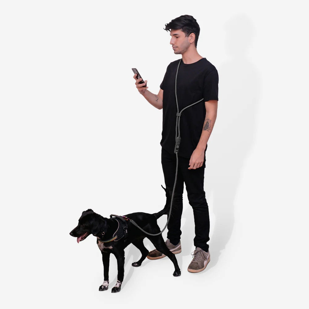 Zee.Dog Titanium Grey Hands Free Rope Dog Leash